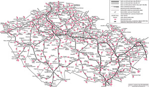 Železniční mapa k jízdnímu řádu 2005/2006