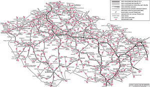 Železniční mapa k jízdnímu řádu 2006/2007