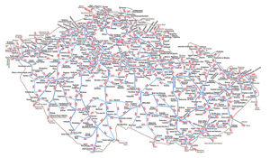 Železniční mapa k jízdnímu řádu 2018