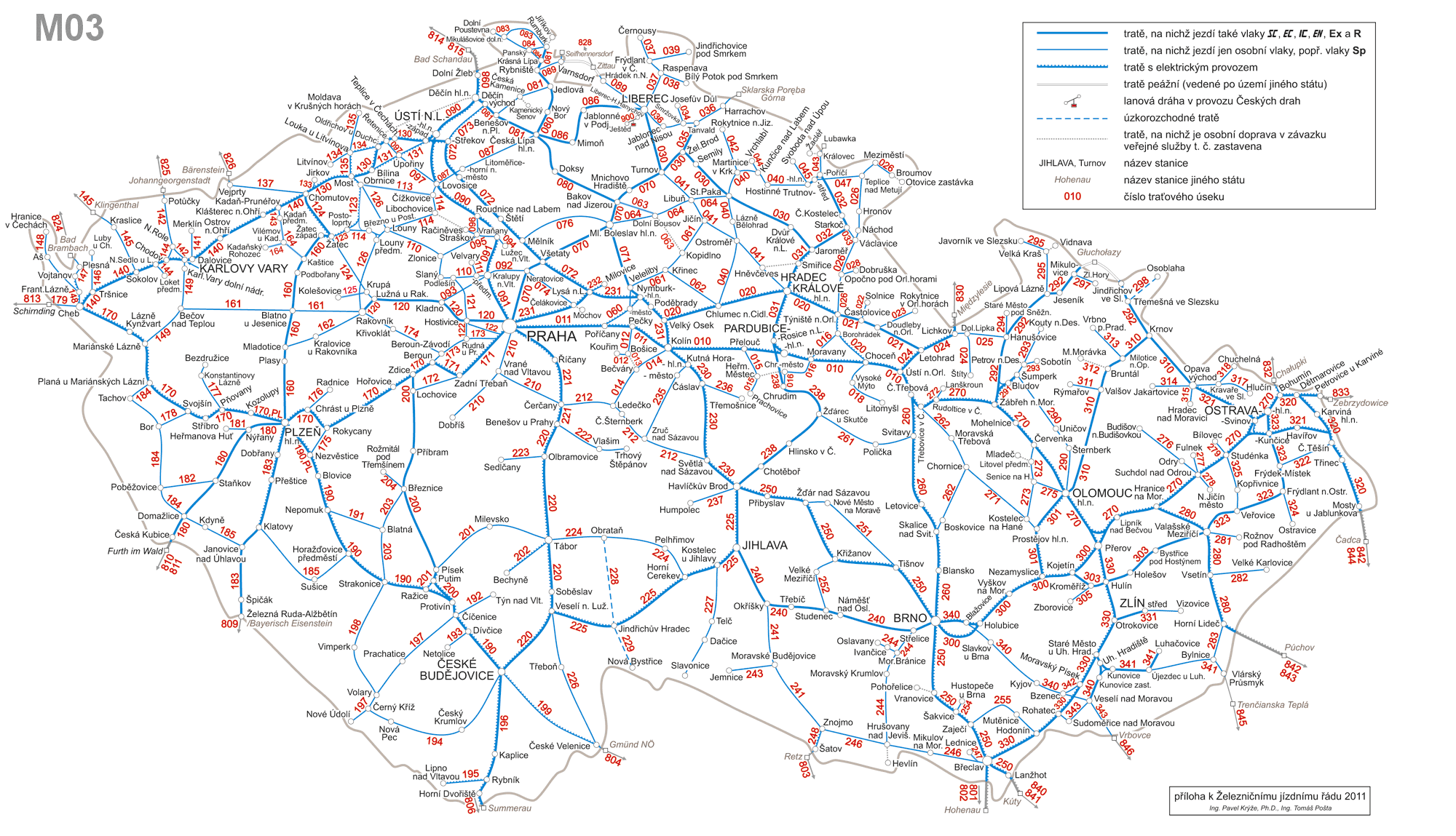 Železniční mapa České republiky - příloha k jízdnímu řádu 2010/2011