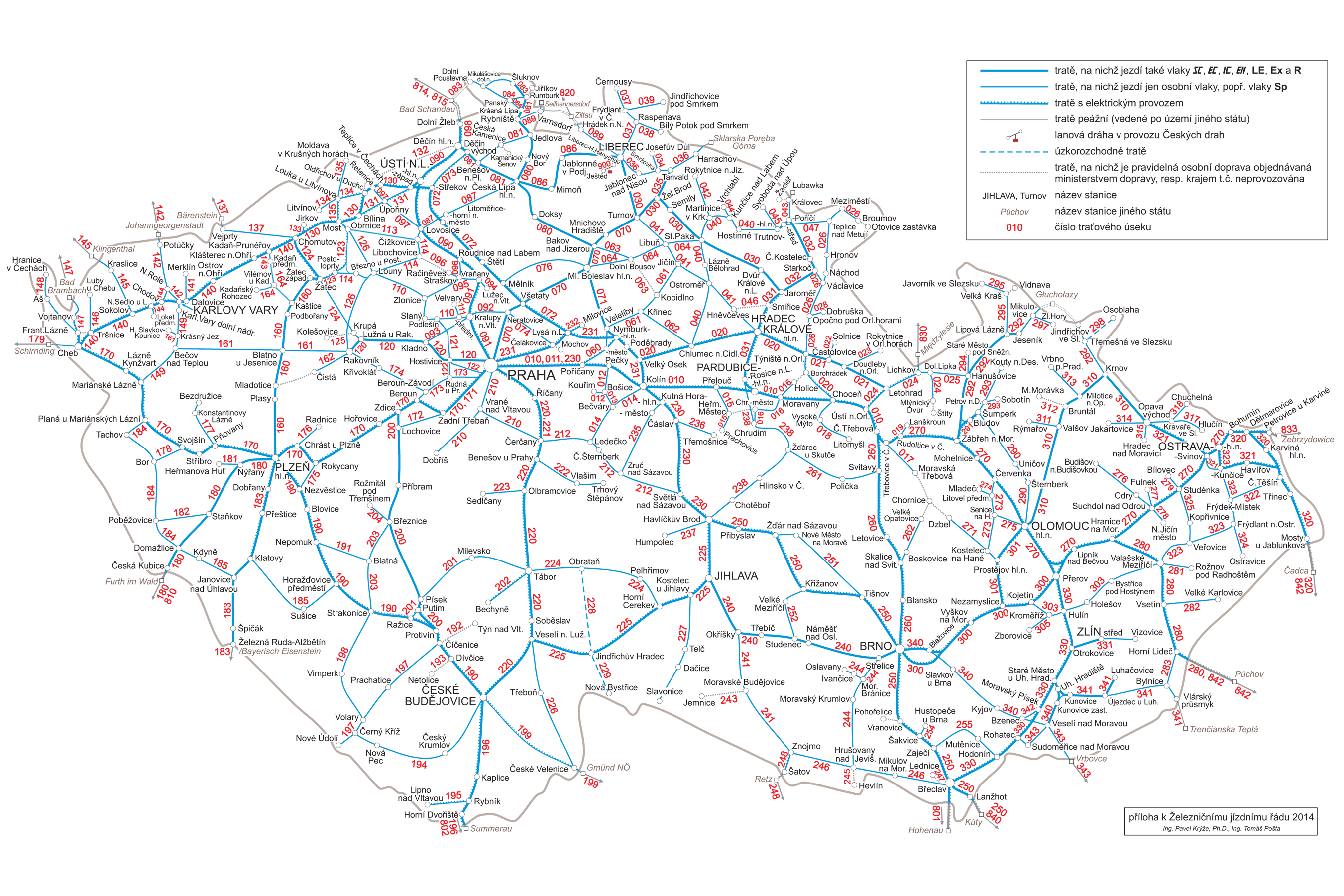 Železniční mapa České republiky - příloha k jízdnímu řádu 2013/2014